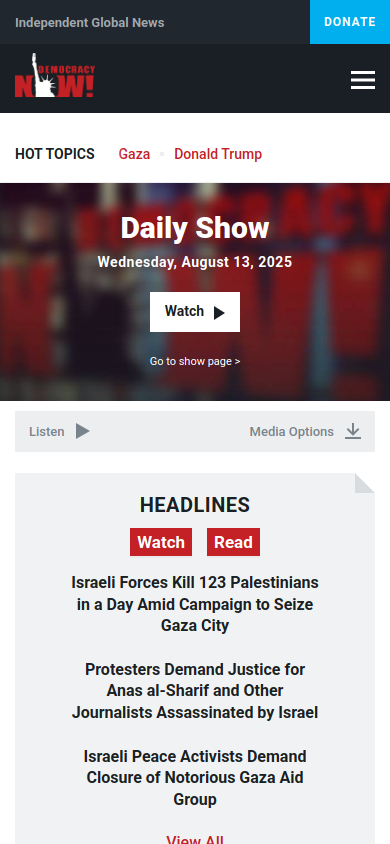 Screenshot of Democracy Now