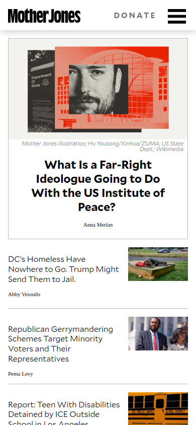 Screenshot of Mother Jones