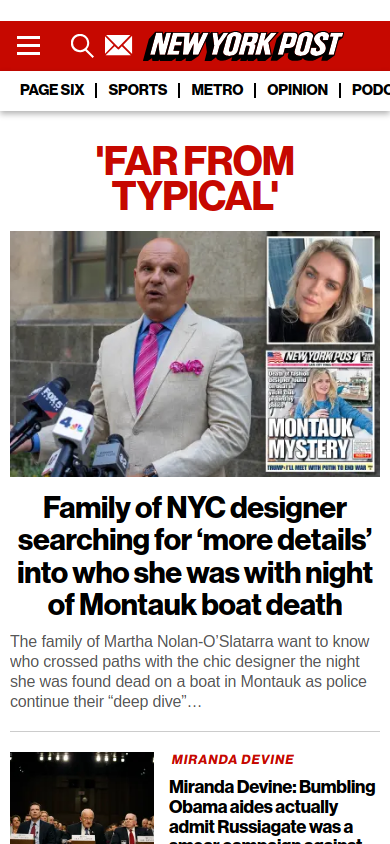 Screenshot of New York Post
