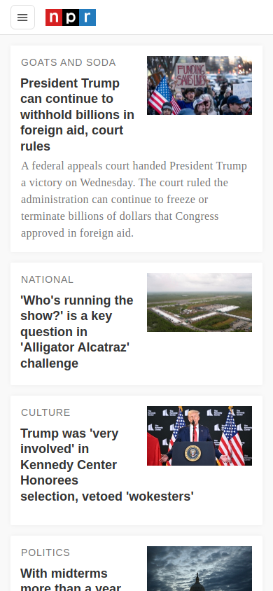 Screenshot of NPR